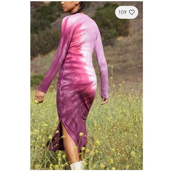 NEW Anthropologie Electric & Rose Skyler Pink Purple Tie Dye Midi Dress X-Small - Picture 3 of 3